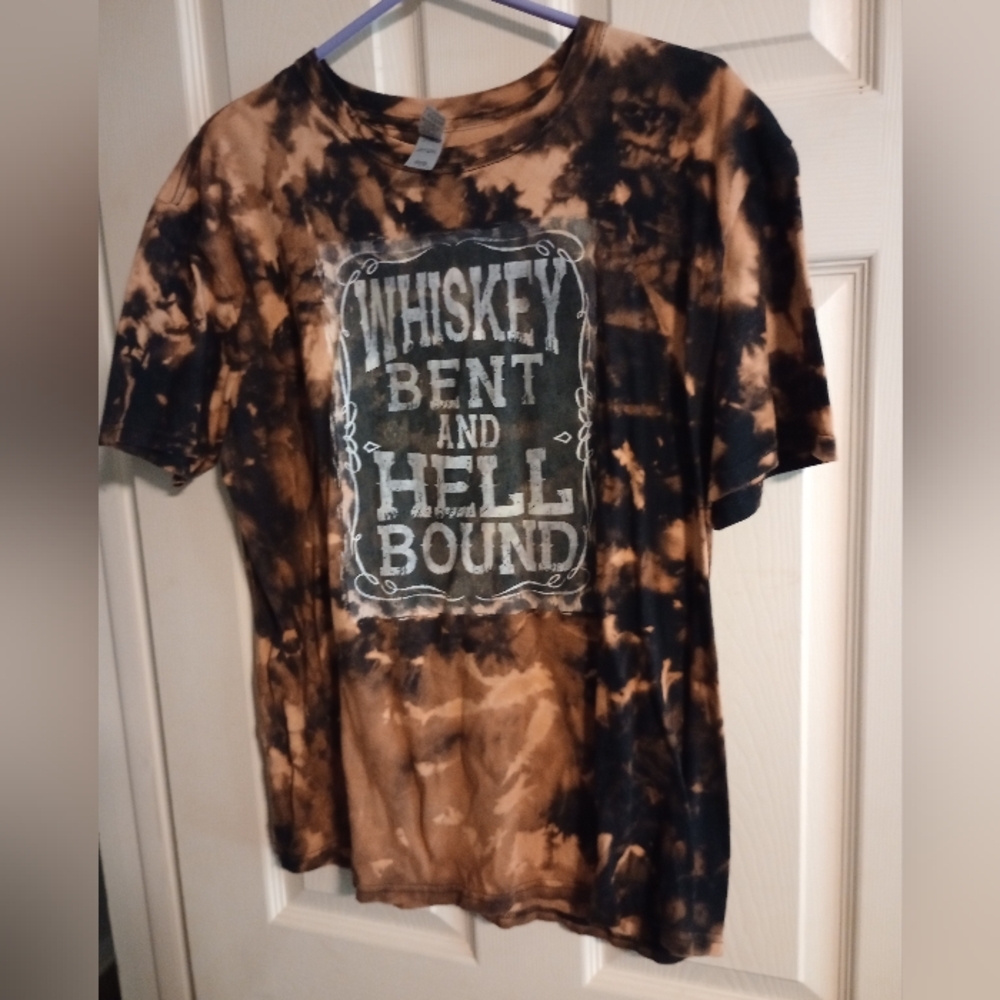 Tie-Dye Whiskey Bent And Hell Bound Graphic T-Shirt Size Large